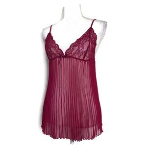 Victoria’s Secret cami sheer Berry pleated lace tank.